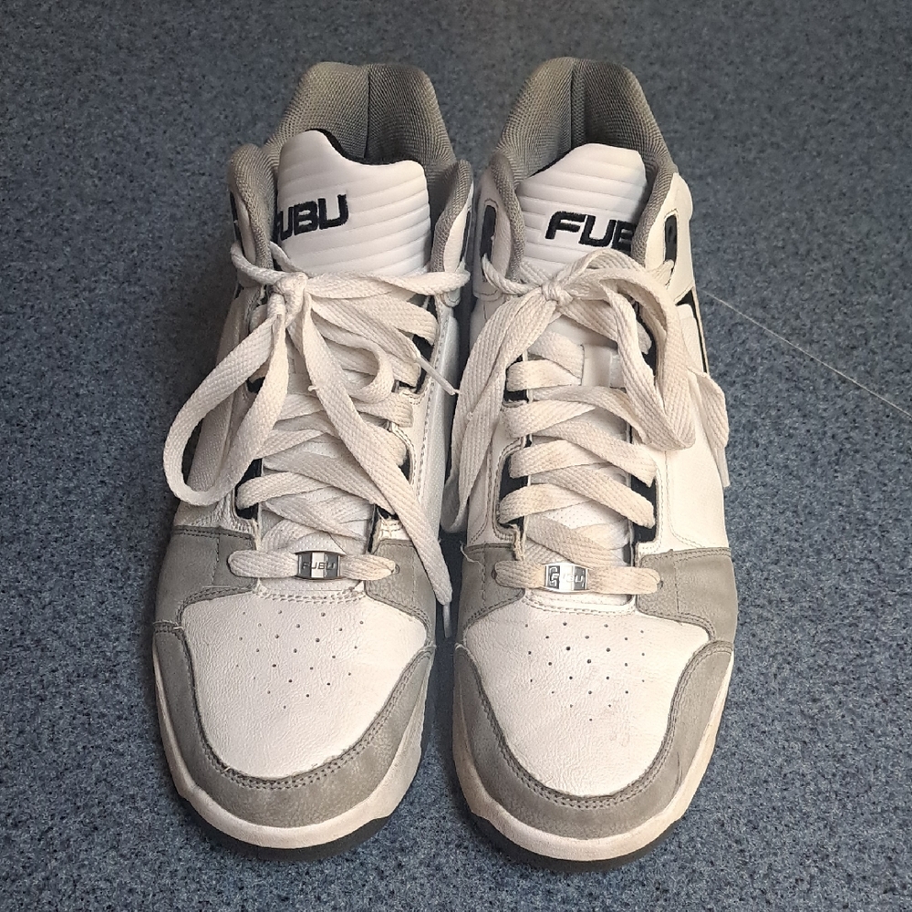 FUBU Men's Classic White and Gray Sneakers